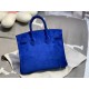 New Birkin platinum 25cm original imported suede water demon blue silver buckle counter synchronization handmade beeswax thread sewing pure steel hardware high-end custom batch 1600