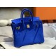 New Birkin platinum 25cm original imported suede water demon blue silver buckle counter synchronization handmade beeswax thread sewing pure steel hardware high-end custom batch 1600