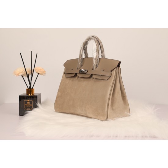 New platinum 25 suede models swift head layer cowhide spelling suede gray silver buckle hand sewing waxed thread Europe and the United States fashion universal hand sewing waxed thread all steel five pieces of private custom batch 1600