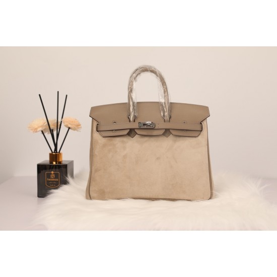 New platinum 25 suede models swift head layer cowhide spelling suede gray silver buckle hand sewing waxed thread Europe and the United States fashion universal hand sewing waxed thread all steel five pieces of private custom batch 1600