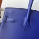Spot Birkin 30cm Imported Epsom Leather Handmade Waxed Stitching Electric Blue Gold and Silver Buckle One color can be customized Oh Batch 1234