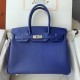Spot Birkin 30cm Imported Epsom Leather Handmade Waxed Stitching Electric Blue Gold and Silver Buckle One color can be customized Oh Batch 1234