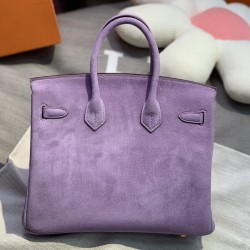 New Birkin platinum 25cm original imported suede lavender purple gold buckle counter synchronization handmade beeswax thread sewing pure steel hardware high-end customized batch 1600
