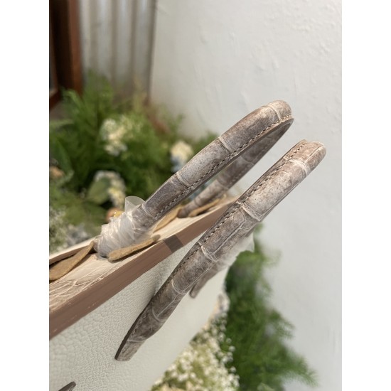 P1234 in stock touch BK25cm platinum Togo leather with high-gloss crocodile platinum hand-stitched waxed thread All-steel hardware Lining goatskin