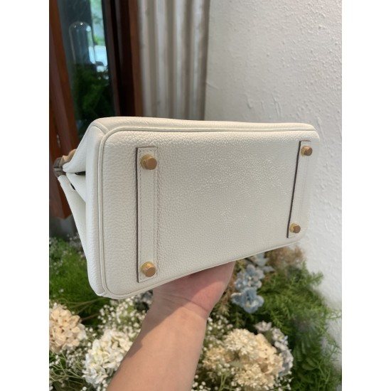 P1234 in stock touch BK25cm platinum Togo leather with high-gloss crocodile platinum hand-stitched waxed thread All-steel hardware Lining goatskin