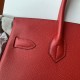 Spot Birkin 30cm Imported Epsom Leather Handmade Waxed Stitching Big Red Gold and Silver Button One color can be customized Oh Batch 1234