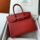Spot Birkin 30cm Imported Epsom Leather Handmade Waxed Stitching Big Red Gold and Silver Button One color can be customized Oh Batch 1234