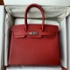 Spot Birkin 30cm Imported Epsom Leather Handmade Waxed Stitching Big Red Gold and Silver Button One color can be customized Oh Batch 1234