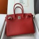 Spot Birkin 30cm Imported Epsom Leather Handmade Waxed Stitching Big Red Gold and Silver Button One color can be customized Oh Batch 1234