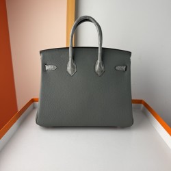 In stock touch BK25 Togo leather with high gloss crocodile platinum 25cm fully hand stitched with waxed thread Full steel hardware Lined with goat skin