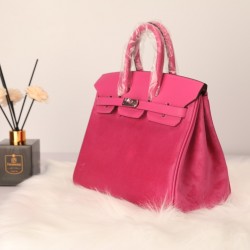 New platinum 25 suede models swift head layer cowhide spelling suede pink silver buckle hand sewing waxed thread Europe and the United States fashion universal hand sewing waxed thread all-steel hardware private customization batch 1600