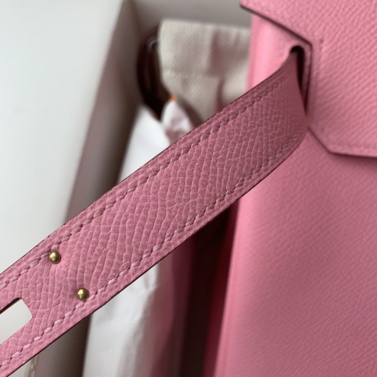 Spot Birkin 30cm Imported Epsom Leather Handmade Waxed Stitching Cherry Blossom Pink Gold and Silver Button One color can be customized Oh Batch 1234