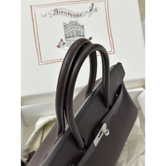 Lot 1111 24s new shoulder birkin swift ebony bag color is very with the style of the modern urban beauties advanced sense full of