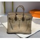 New Birkin Platinum 25cm Original Imported Suede Swift Leather Milk Tea Elephant Gray Gold Buckle Counter synchronization Handmade beeswax thread sewing Pure steel hardware High-end customized batch 1600