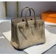New Birkin Platinum 25cm Original Imported Suede Swift Leather Milk Tea Elephant Gray Gold Buckle Counter synchronization Handmade beeswax thread sewing Pure steel hardware High-end customized batch 1600
