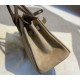 New Birkin Platinum 25cm Original Imported Suede Swift Leather Milk Tea Elephant Gray Gold Buckle Counter synchronization Handmade beeswax thread sewing Pure steel hardware High-end customized batch 1600