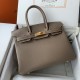 Spot Birkin 30cm Imported Epsom Leather Handmade Waxed Stitching Elephant Gray Gold and Silver Button One color can be customized Oh Batch 1234
