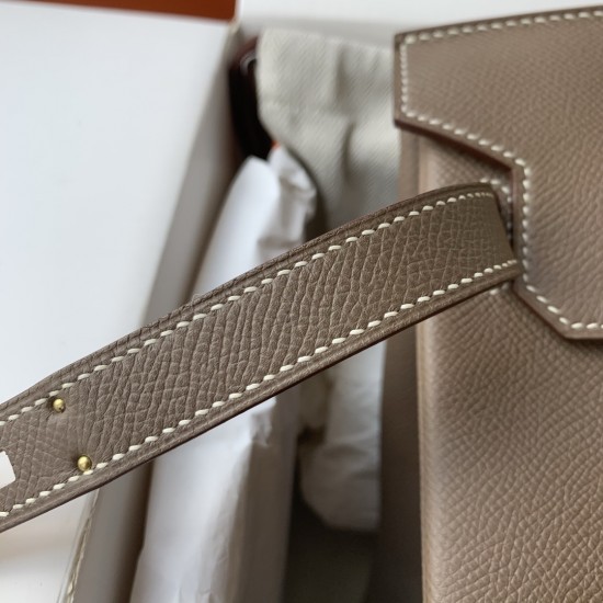 Spot Birkin 30cm Imported Epsom Leather Handmade Waxed Stitching Elephant Gray Gold and Silver Button One color can be customized Oh Batch 1234