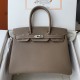 Spot Birkin 30cm Imported Epsom Leather Handmade Waxed Stitching Elephant Gray Gold and Silver Button One color can be customized Oh Batch 1234