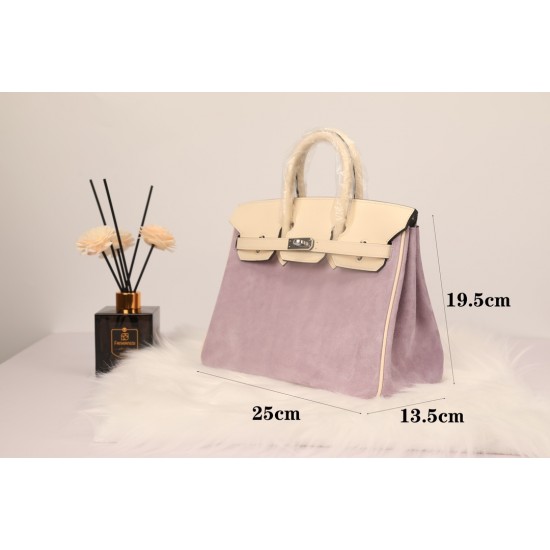 New platinum 25 suede models swift head layer cowhide spelling suede purple silver buckle hand sewing waxed thread Europe and the United States fashion universal hand sewing waxed thread all-steel hardware private customization batch 1600