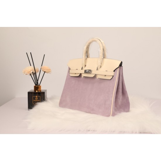 New platinum 25 suede models swift head layer cowhide spelling suede purple silver buckle hand sewing waxed thread Europe and the United States fashion universal hand sewing waxed thread all-steel hardware private customization batch 1600