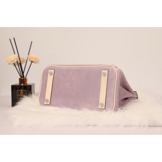 New platinum 25 suede models swift head layer cowhide spelling suede purple silver buckle hand sewing waxed thread Europe and the United States fashion universal hand sewing waxed thread all-steel hardware private customization batch 1600