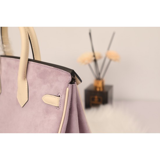 New platinum 25 suede models swift head layer cowhide spelling suede purple silver buckle hand sewing waxed thread Europe and the United States fashion universal hand sewing waxed thread all-steel hardware private customization batch 1600