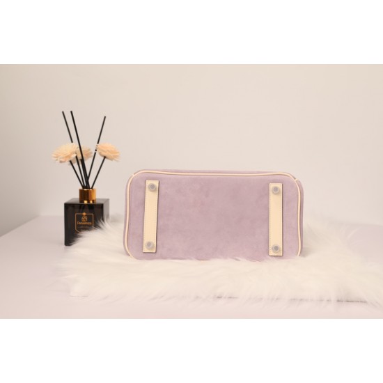 New platinum 25 suede models swift head layer cowhide spelling suede purple silver buckle hand sewing waxed thread Europe and the United States fashion universal hand sewing waxed thread all-steel hardware private customization batch 1600