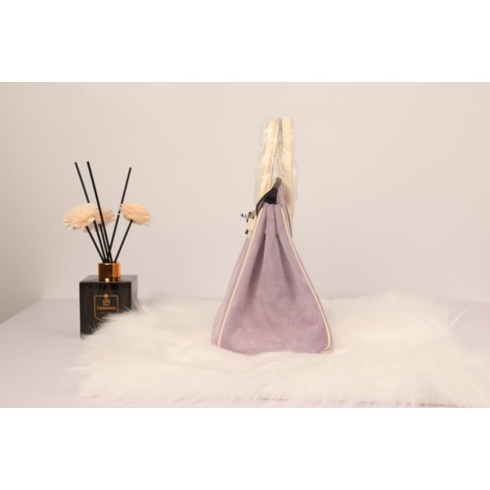 New platinum 25 suede models swift head layer cowhide spelling suede purple silver buckle hand sewing waxed thread Europe and the United States fashion universal hand sewing waxed thread all-steel hardware private customization batch 1600