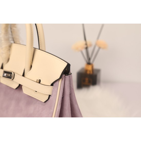 New platinum 25 suede models swift head layer cowhide spelling suede purple silver buckle hand sewing waxed thread Europe and the United States fashion universal hand sewing waxed thread all-steel hardware private customization batch 1600