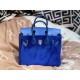 New Birkin Platinum 25cm Imported Suede Swift Leather Electro Blue Silver Buckle Counter synchronization Handmade beeswax thread sewing Pure steel hardware High-end customized batch 1600