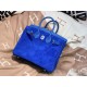 New Birkin Platinum 25cm Imported Suede Swift Leather Electro Blue Silver Buckle Counter synchronization Handmade beeswax thread sewing Pure steel hardware High-end customized batch 1600