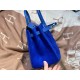 New Birkin Platinum 25cm Imported Suede Swift Leather Electro Blue Silver Buckle Counter synchronization Handmade beeswax thread sewing Pure steel hardware High-end customized batch 1600