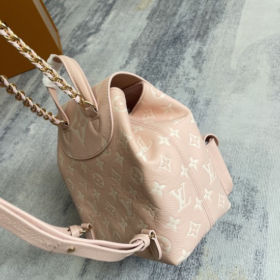580 Exclusive customized real top-quality original variant chip M12987 Pink This Backup shoulder bag reinterprets the fresh tones of LV's Milky Way collection with soft brushstrokesMonogram Empreinte leather with elegant metal piecesMultiple pockets to ea