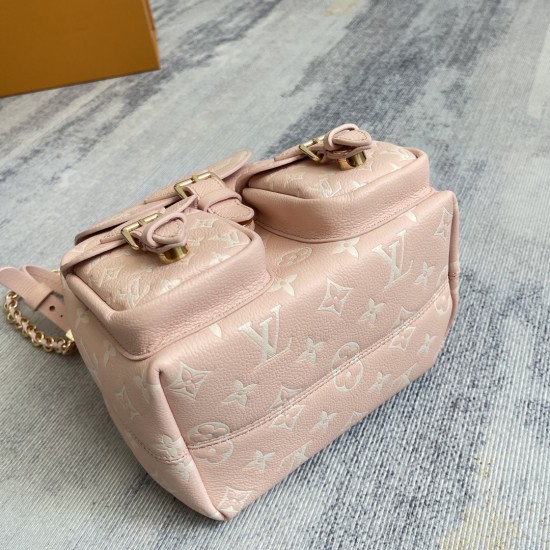 580 Exclusive customized real top-quality original variant chip M12987 Pink This Backup shoulder bag reinterprets the fresh tones of LV's Milky Way collection with soft brushstrokesMonogram Empreinte leather with elegant metal piecesMultiple pockets to ea