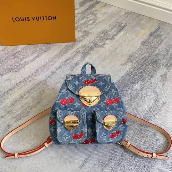 p520 EXCLUSIVE CUSTOMIZED ACTUAL M13679 TOP ORIGINAL ENHANCED DYNAMIC 163 This Venice shoulder bag from the Louis Vuitton x Takashi Murakami replica collection is made of Monogram denim with personalized cherry embroidery in a playful brushstroke of the J