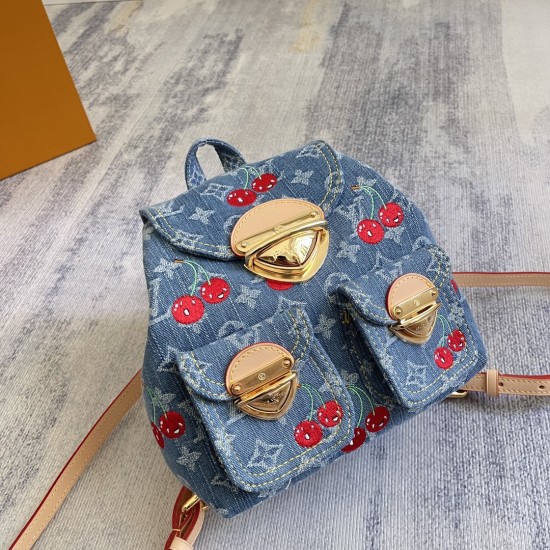 p520 EXCLUSIVE CUSTOMIZED ACTUAL M13679 TOP ORIGINAL ENHANCED DYNAMIC 163 This Venice shoulder bag from the Louis Vuitton x Takashi Murakami replica collection is made of Monogram denim with personalized cherry embroidery in a playful brushstroke of the J