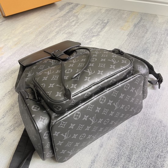 P500 exclusive customized real top original reinforced 163c01 top original black flower M45538TRIO shoulder bagTrio shoulder bag for Monogram canvas body with cowhide leather flap in the front pocket of the gold chain and other modern details in the embel