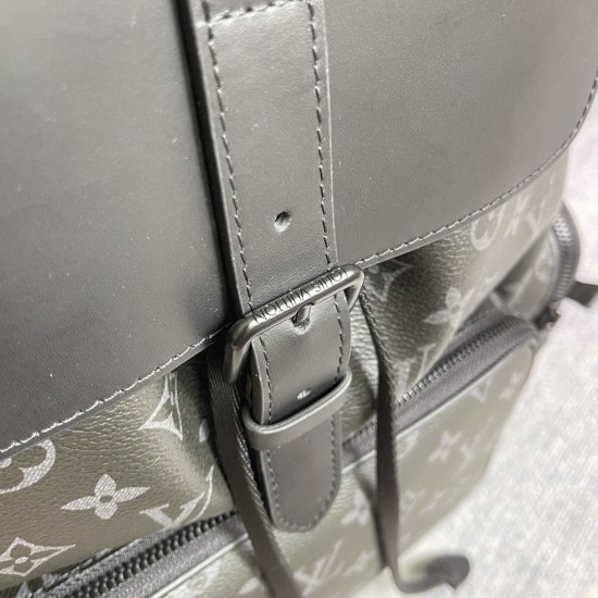 P500 exclusive customized real top original reinforced 163c01 top original black flower M45538TRIO shoulder bagTrio shoulder bag for Monogram canvas body with cowhide leather flap in the front pocket of the gold chain and other modern details in the embel