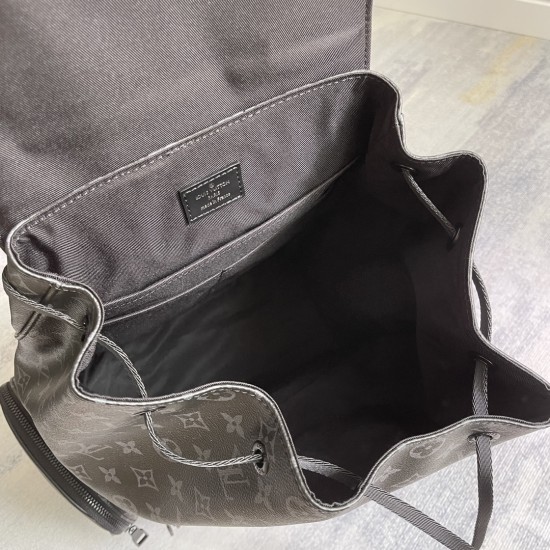 P500 exclusive customized real top original reinforced 163c01 top original black flower M45538TRIO shoulder bagTrio shoulder bag for Monogram canvas body with cowhide leather flap in the front pocket of the gold chain and other modern details in the embel