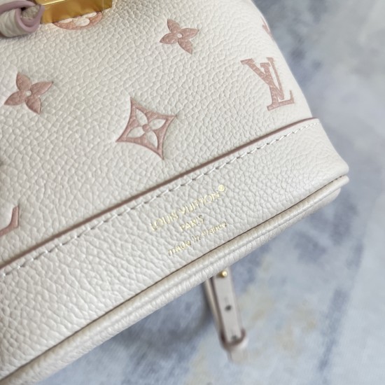 480 Exclusive Customized Actual M13656 Top Original Dynamic 163 This Nano No backpack is a sophisticated two-tone design for day and night this season. The bag is made of leather with gold chains and a lighter Monogram embossed pattern with a contrasting 