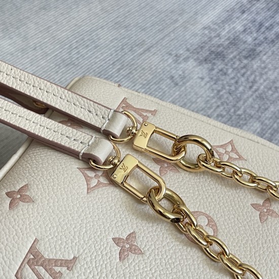 480 Exclusive Customized Actual M13656 Top Original Dynamic 163 This Nano No backpack is a sophisticated two-tone design for day and night this season. The bag is made of leather with gold chains and a lighter Monogram embossed pattern with a contrasting 