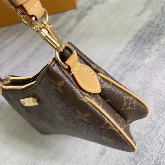 P270 Exclusive Customized Real Top Original Exclusive Real M83008 Old Flower Chain Bag Collection Liv pochette Handbag Monogram Canvas in Liv pochette double Designed to fit snugly under the arm it comes with a detachable gold chain and Louis Vuitton sign