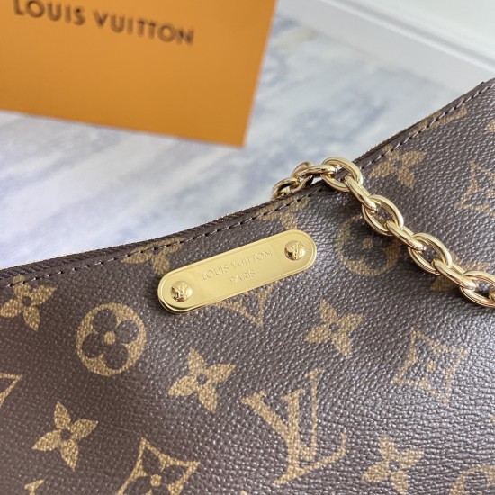 P270 Exclusive Customized Real Top Original Exclusive Real M83008 Old Flower Chain Bag Collection Liv pochette Handbag Monogram Canvas in Liv pochette double Designed to fit snugly under the arm it comes with a detachable gold chain and Louis Vuitton sign