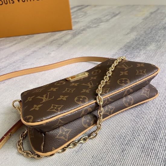 P270 Exclusive Customized Real Top Original Exclusive Real M83008 Old Flower Chain Bag Collection Liv pochette Handbag Monogram Canvas in Liv pochette double Designed to fit snugly under the arm it comes with a detachable gold chain and Louis Vuitton sign