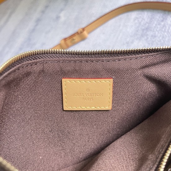 P270 Exclusive Customized Real Top Original Exclusive Real M83008 Old Flower Chain Bag Collection Liv pochette Handbag Monogram Canvas in Liv pochette double Designed to fit snugly under the arm it comes with a detachable gold chain and Louis Vuitton sign