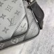 P310's exclusive customized and photographed top quality original reinforced M69443 Trio messenger bag made of Monogram Eclipse canvas and Monogram Eclipse Reverse canvas with a signature grey pattern in the same color palette accentuating the lines of th
