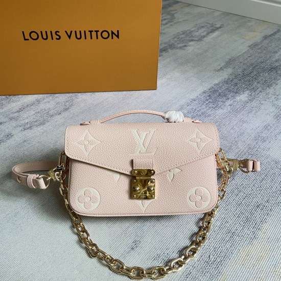 P460 Exclusive Customized Real Photo Dynamic 163c01 Chip Top Original Enhanced M14208 Pink Print This Pochette Mtis East West handbag is made from Monogram Empreinte embossed leather and showcases the brand's fusion of style and modernity with a tradition
