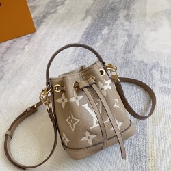 p300 EXCLUSIVE CUSTOMIZED ACTUAL TOP ORIGINAL ENHANCED CHIP M46291 ALMOND BLACK This Nano No handbag is a pocket-sized version of the classic No handbag in Monogram Empreinte embossed leather with a Monogram motif and trendy drawstring closure to organize