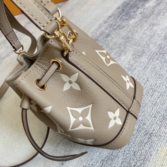 p300 EXCLUSIVE CUSTOMIZED ACTUAL TOP ORIGINAL ENHANCED CHIP M46291 ALMOND BLACK This Nano No handbag is a pocket-sized version of the classic No handbag in Monogram Empreinte embossed leather with a Monogram motif and trendy drawstring closure to organize